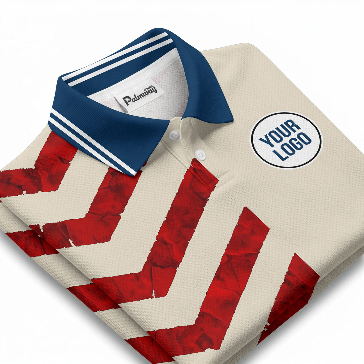 watercolor rose petals diagonal stripes cream beige golf polo shirt