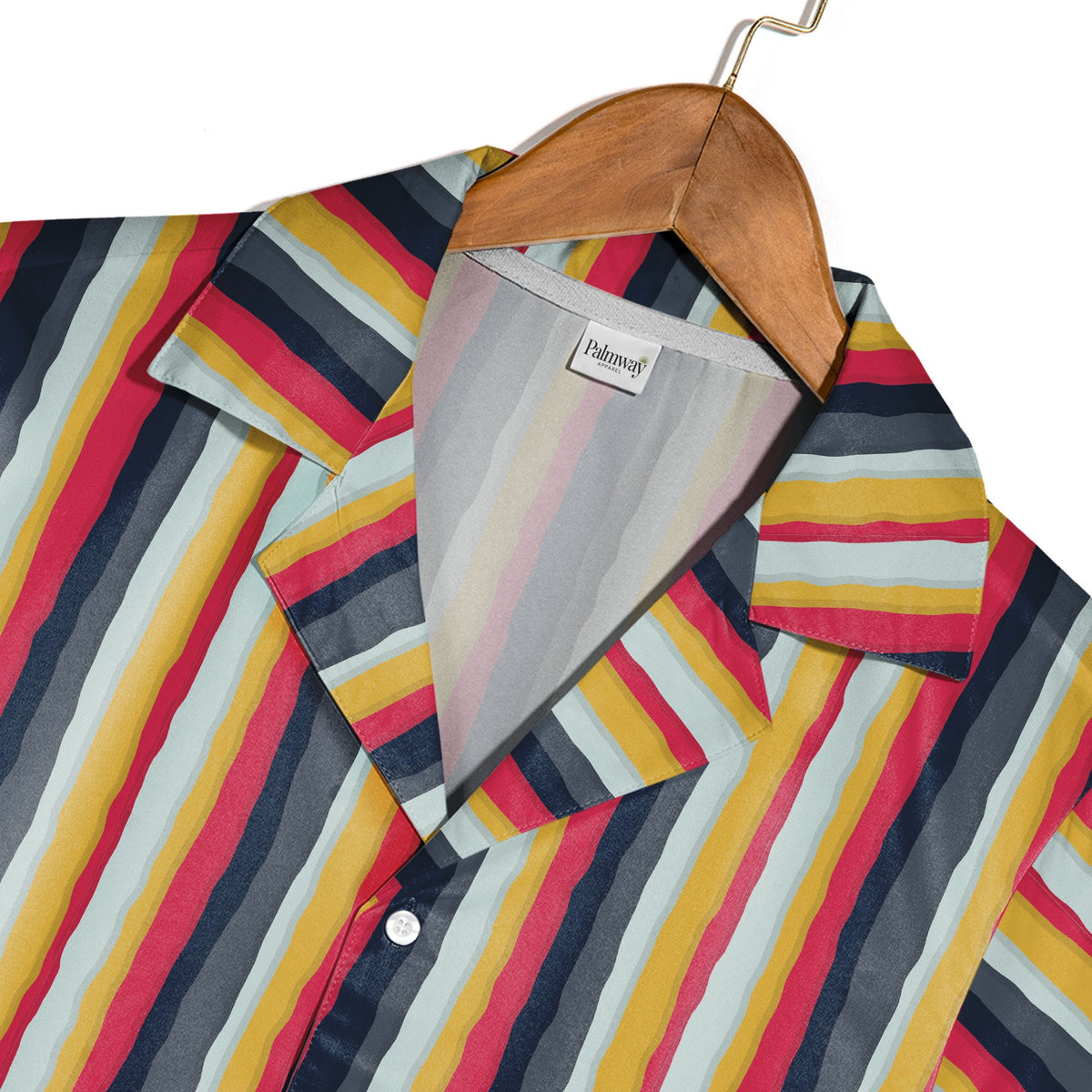 Wavy Berry Mustard Navy Stripe Hawaiian Shirt Dynamic Pattern