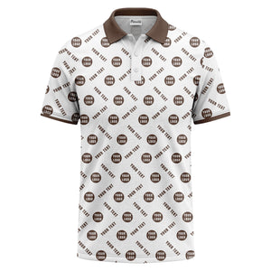 your name & logo repeat pattern all over print custom polo shirt