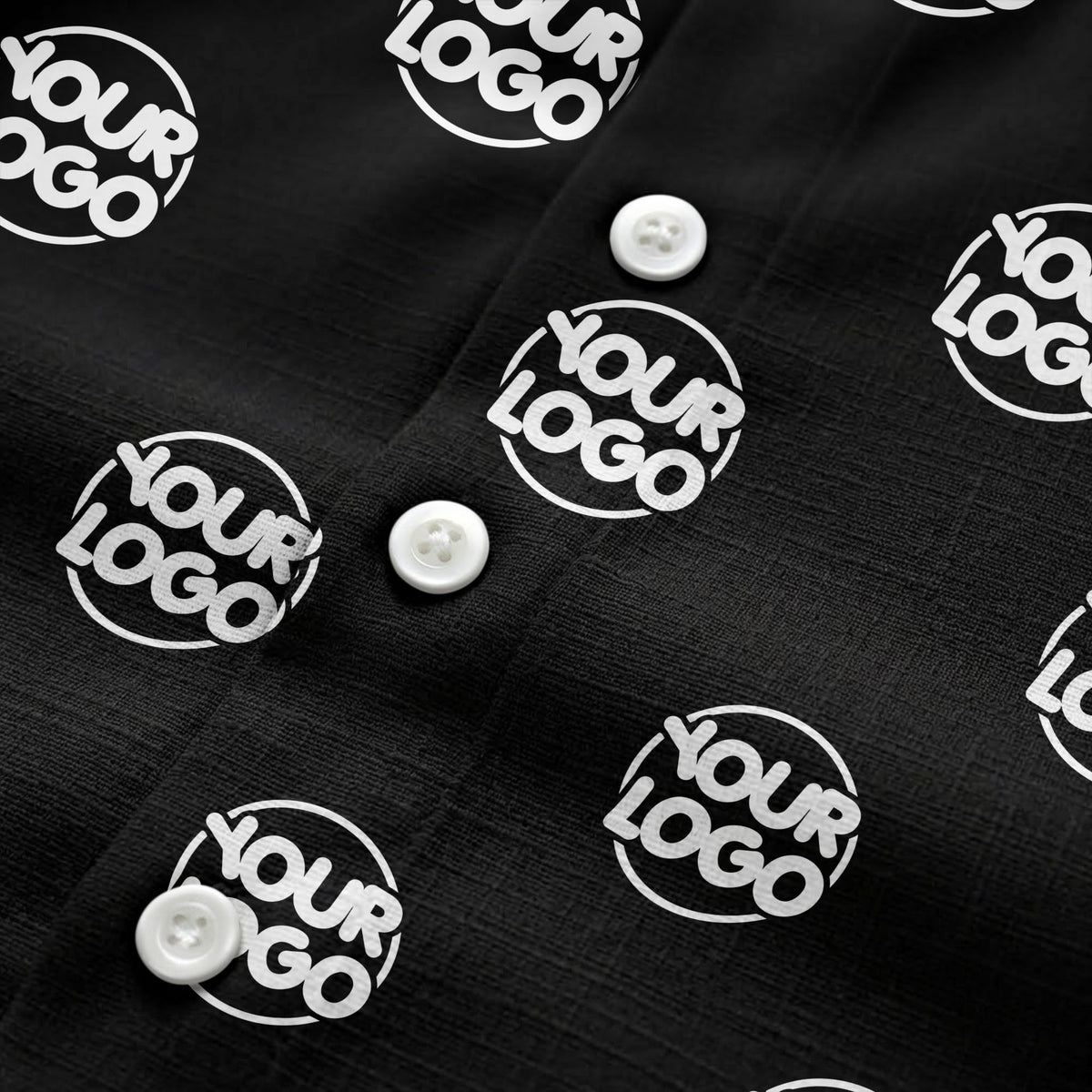 custom logo repeat black white grid hawaiian shirt for men