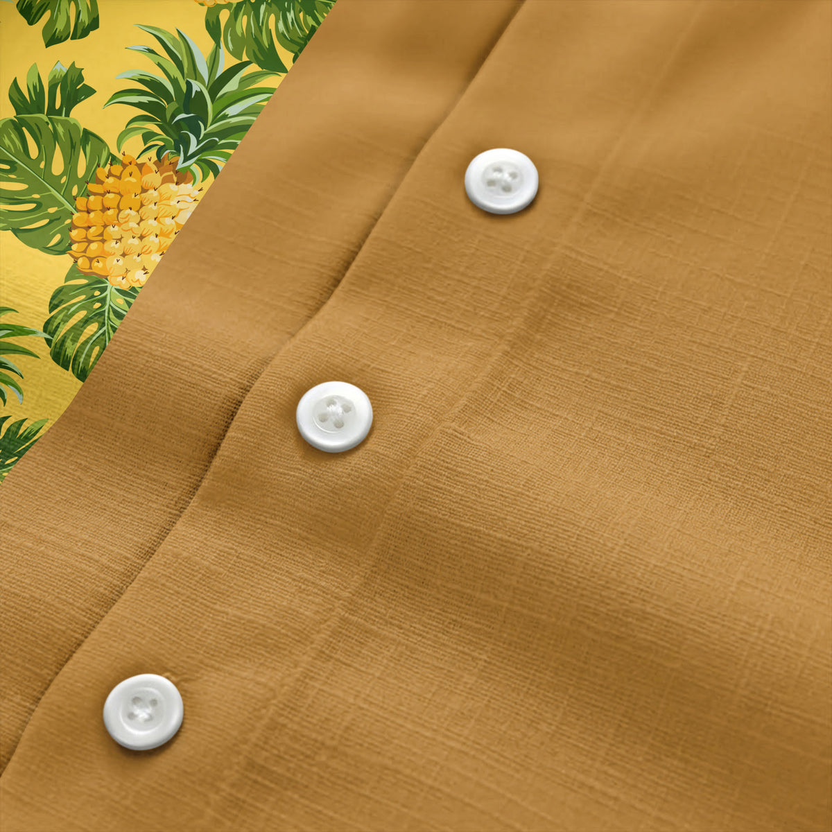 Juicy Pineapple Leaf Party Yellow Hawaiian Shirt For Men