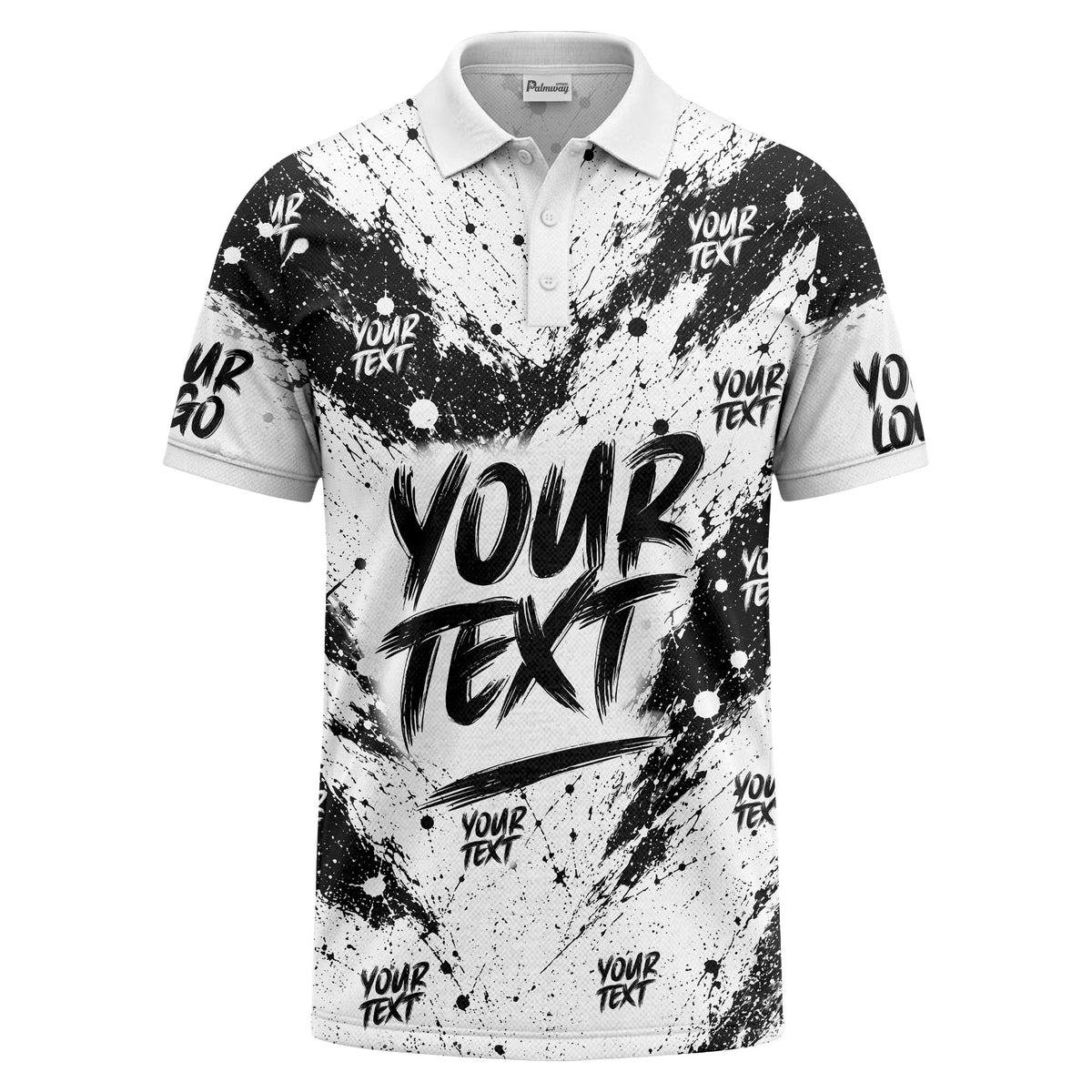abstract splatter paint with customizable text artistic polo shirt