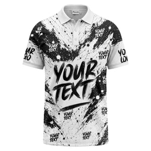 abstract splatter paint with customizable text artistic polo shirt
