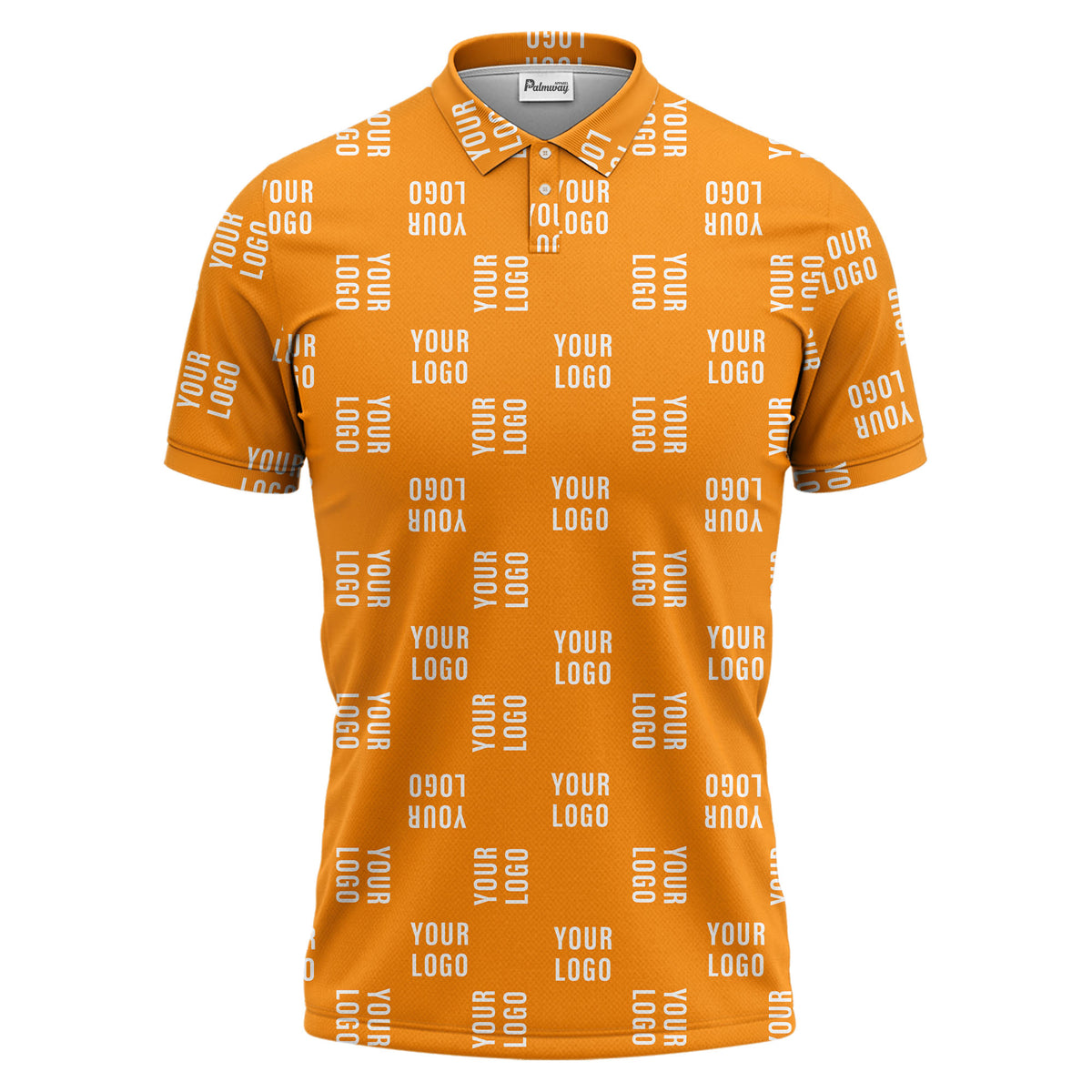 black repeat custom logo text pattern polo shirt for men