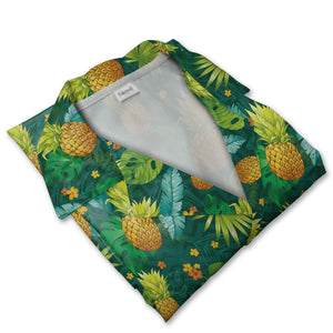 Colorful Hibiscus and Pineapple Hawaiian Shirt Tropical Medley
