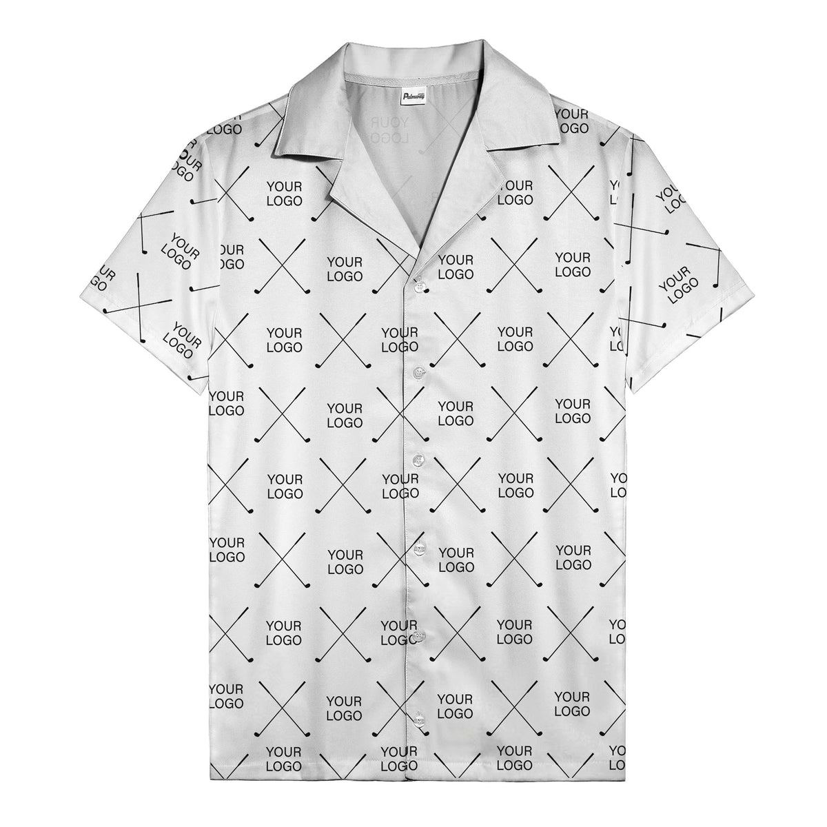 crossed golf clubs logo repeat pattern hawaiian shirt for men