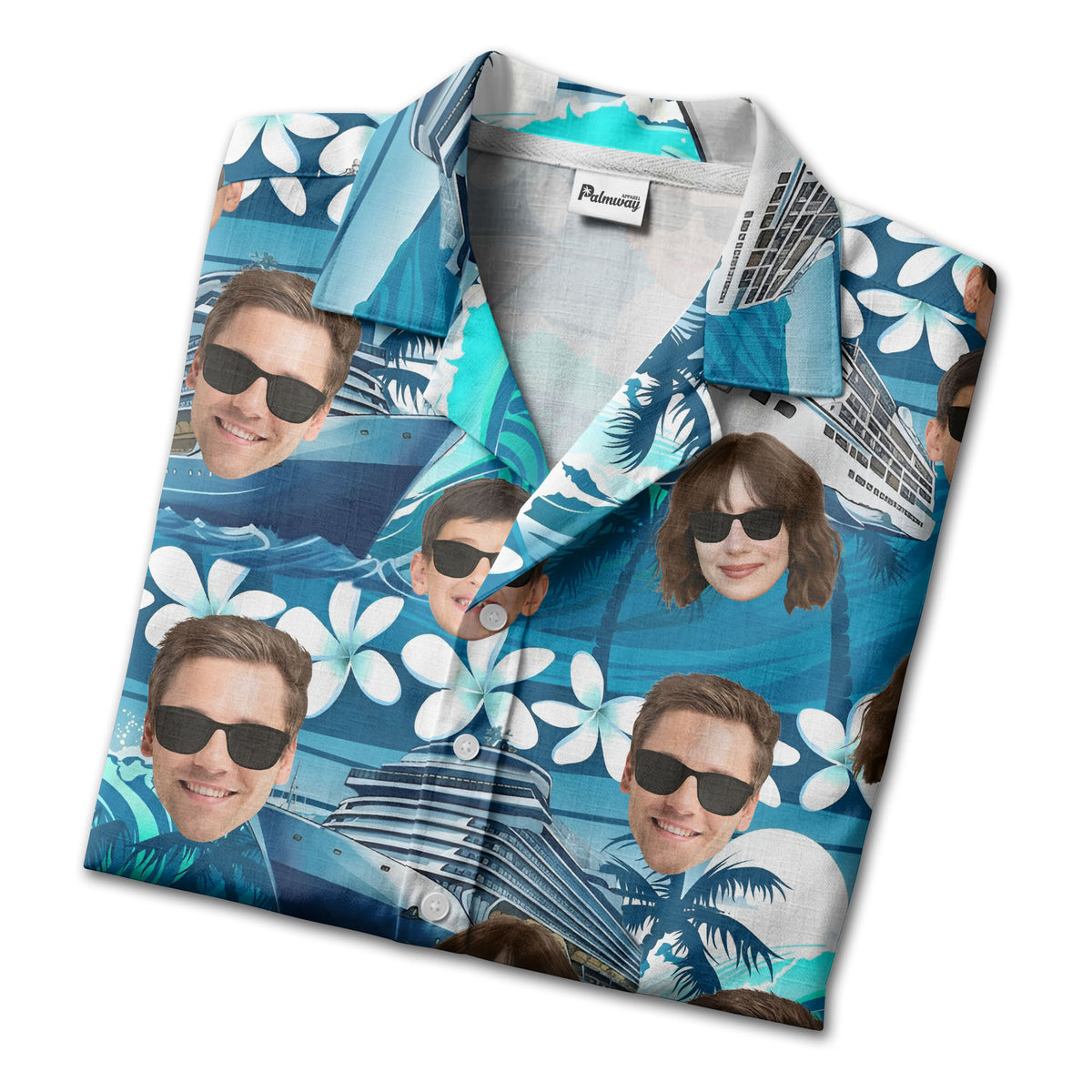 cruise ship silhouettes & plumeria hawaiian shirt