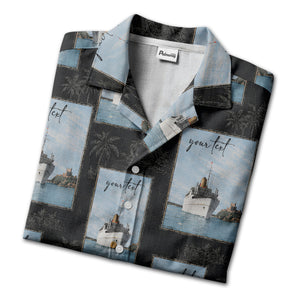cruise ships & palm tree islands hawaiian shirt for men