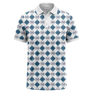 custom diamond grid circular logos polo shirt for men