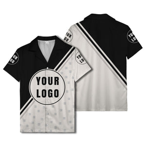 custom logo circles & diagonal stripes minimalist hawaiian shirt for men