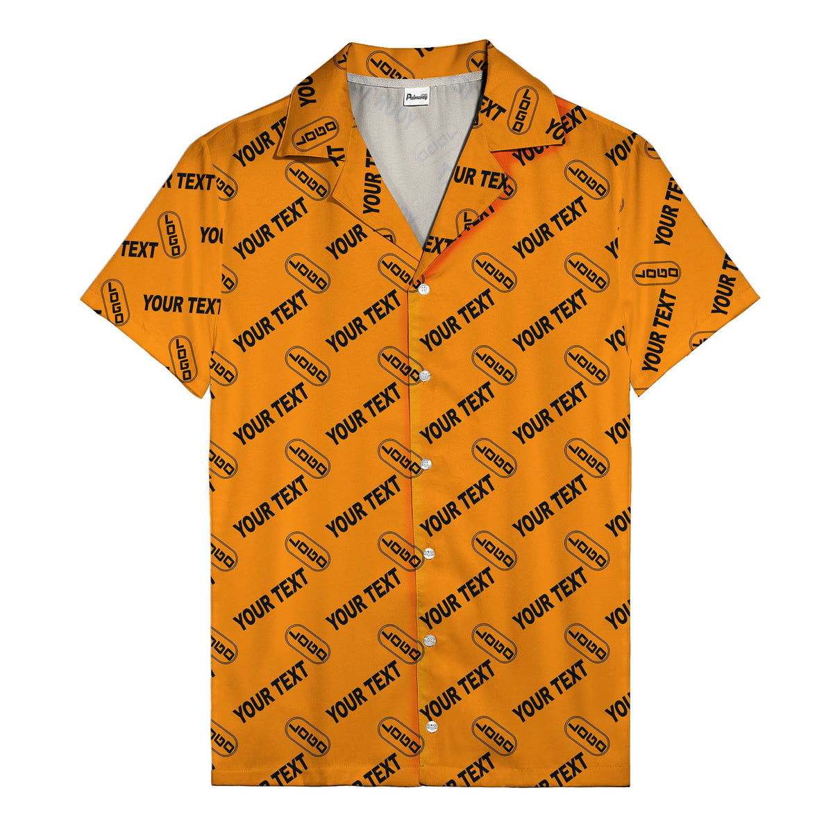 custom logo & editable text repeat pattern black hawaiian shirt