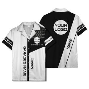 custom logo hexagonal honeycomb automotive hawaiian shirt for men