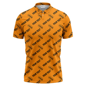 custom logo & monogram text repeat pattern black polo shirt for men