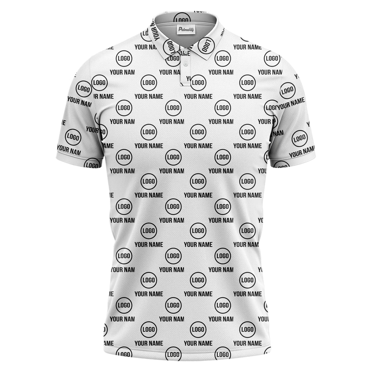 custom name & logo repeat circle pattern black polo shirt