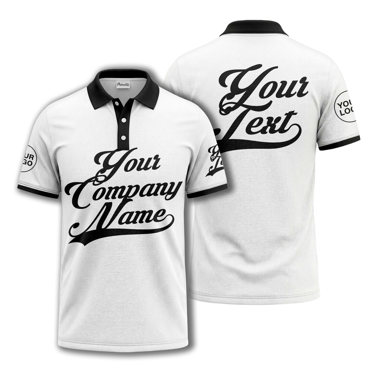 custom script logo corporate casual polo shirt for men