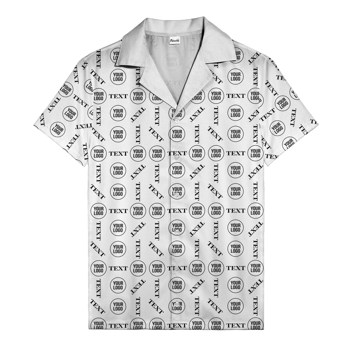 custom text & logo repeat pattern hawaiian shirt