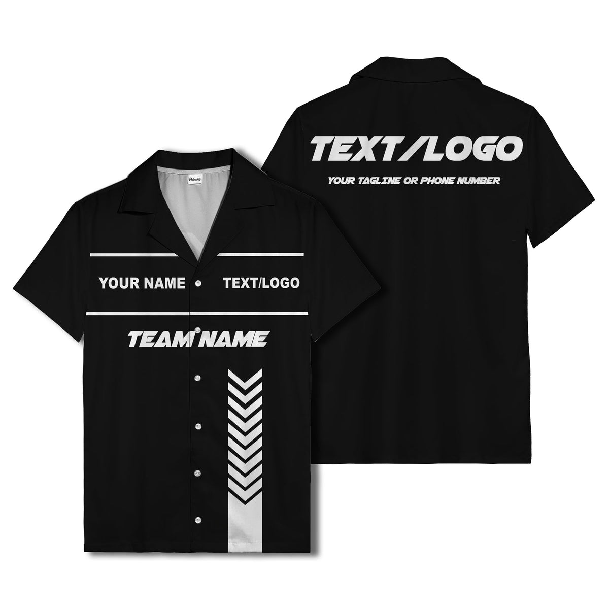 customizable chevron stripes white text graphic hawaiian shirt