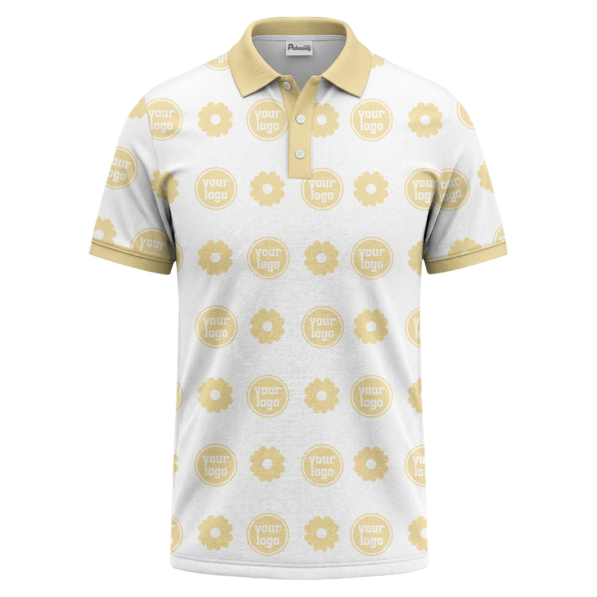customizable daisy & monogram repeat pattern polo shirt