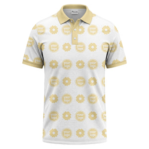 customizable daisy & monogram repeat pattern polo shirt