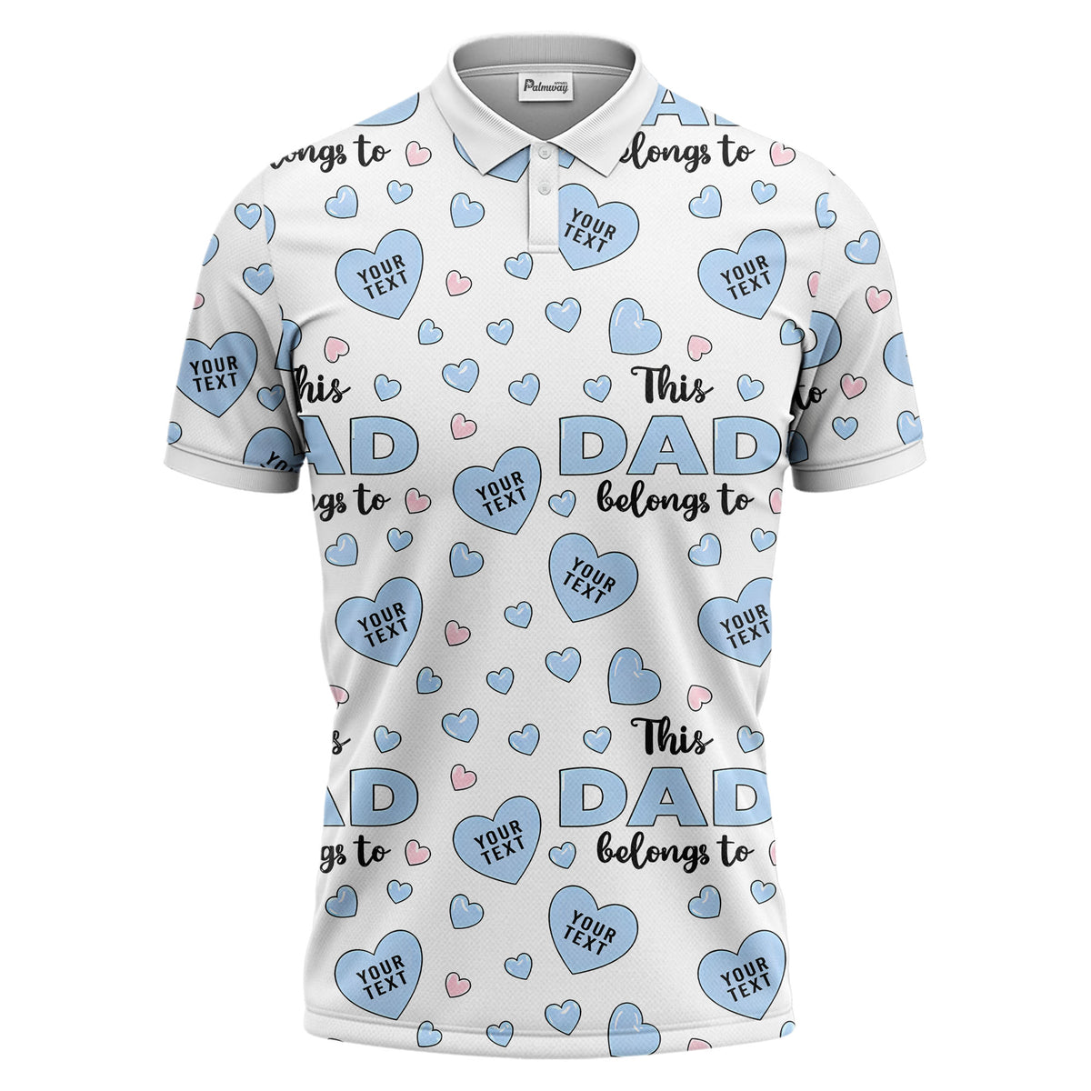 customizable hearts & text father's day all over print polo shirt for men