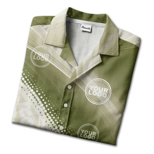 customizable logo circles & diagonal stripes olive green hawaiian shirt