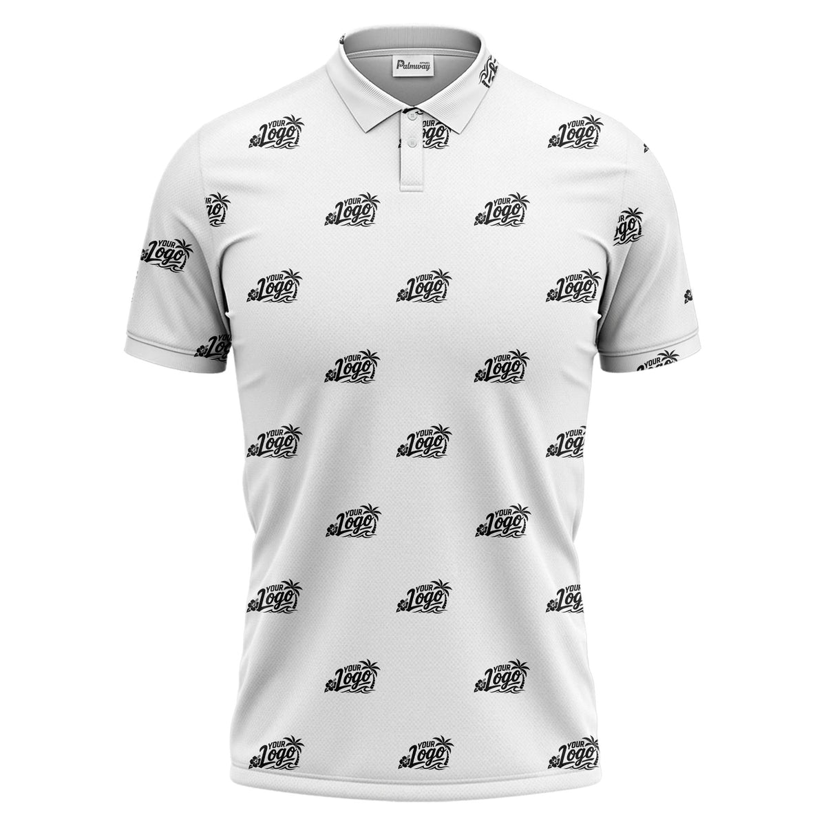your logo repeat pattern black customizable professional polo shirt