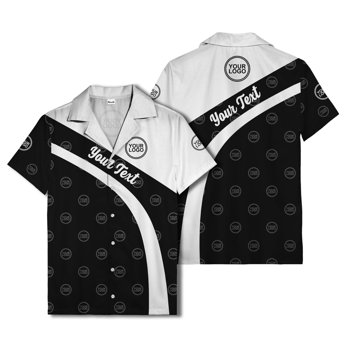 diagonal black stripe custom logo personalized hawaiian shirt