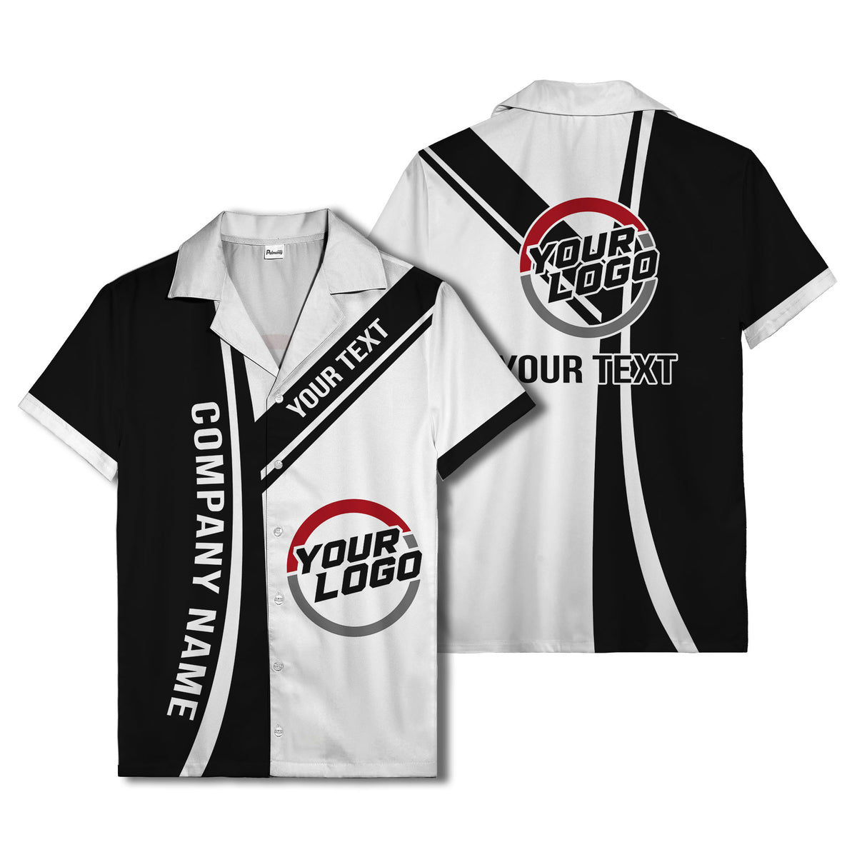 diagonal stripe custom logo company name hawaiian shirt for teams