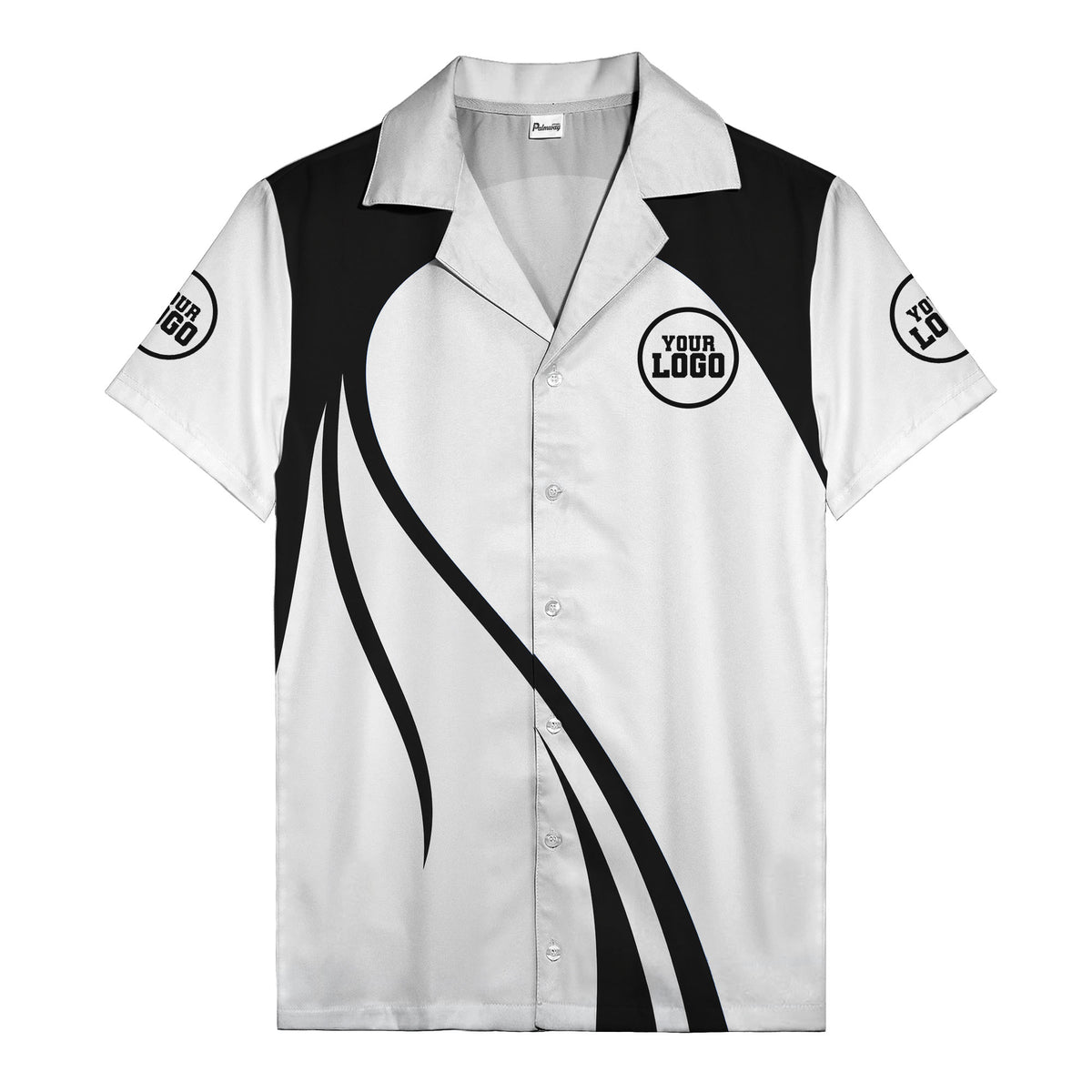 diagonal stripe custom logo retro bowling hawaiian shirt