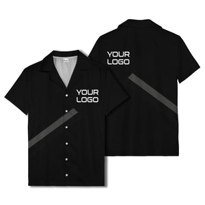 diagonal stripe logo modern hawaiian shirt