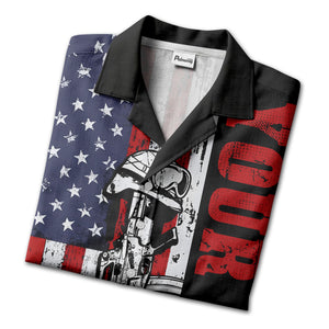 distressed american flag bald eagles & combat boots hawaiian shirt