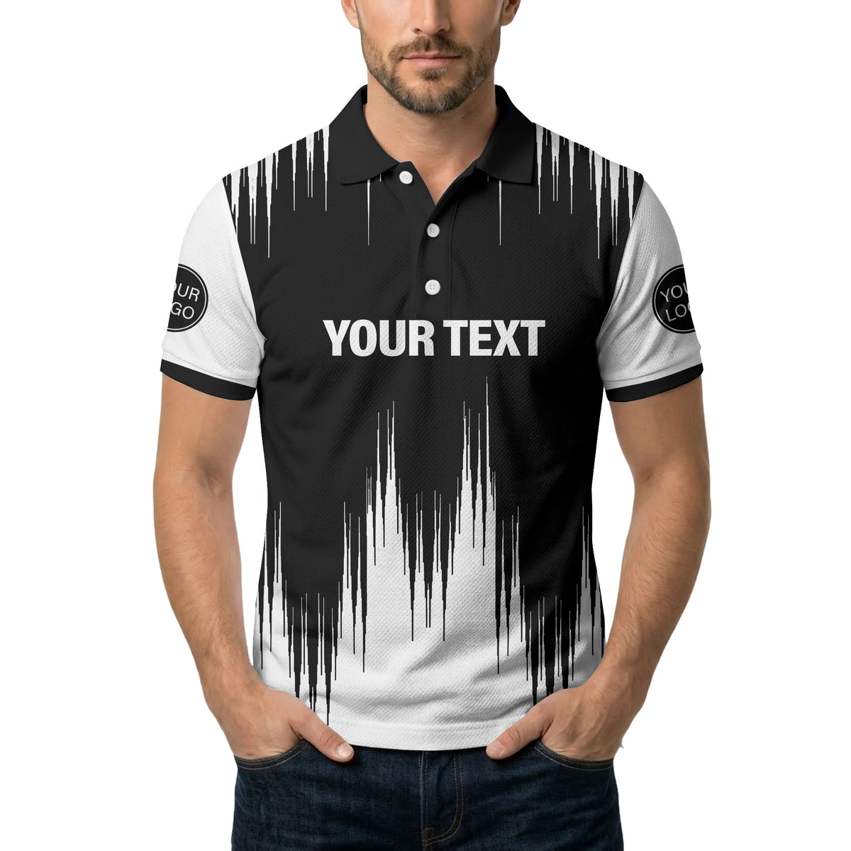 drip paint & abstract line art men's modern polo shirt
