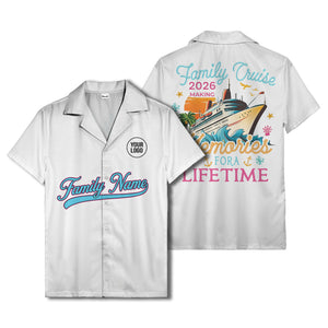 family name script & logo circle personalized hawaiian shirt