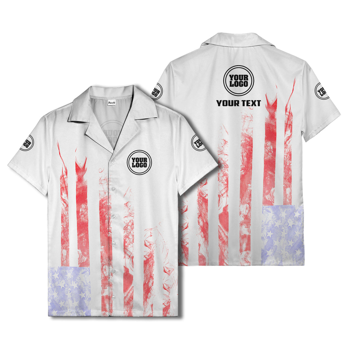 fiery bald eagle & stars stripes hawaiian shirt for men
