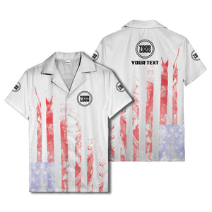 fiery bald eagle & stars stripes hawaiian shirt for men