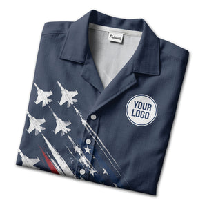fighter jets streaking through american flag stars & stripes hawaiian shirt