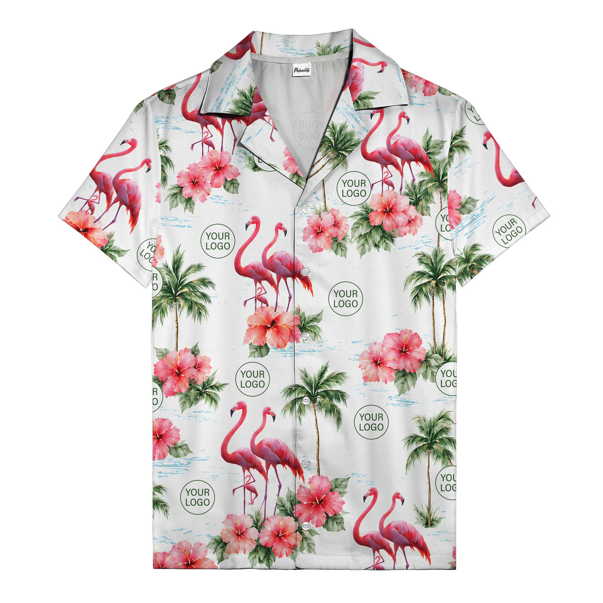 flamingo silhouettes palm trees hibiscus hawaiian shirt for men