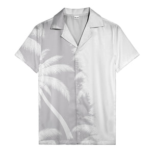 footballs & palm tree silhouettes black white graphic hawaiian shirt