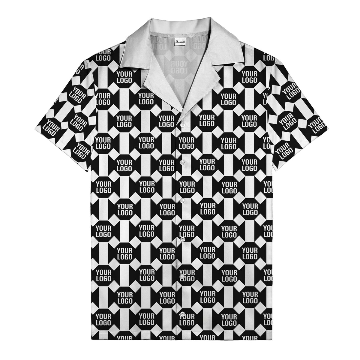 geometric grid logo repeat pattern modern graphic hawaiian shirt