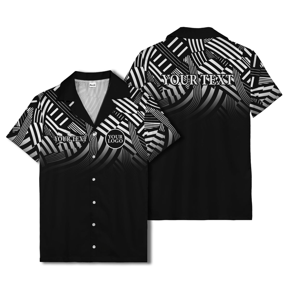 geometric waves & stripes abstract hawaiian shirt for men