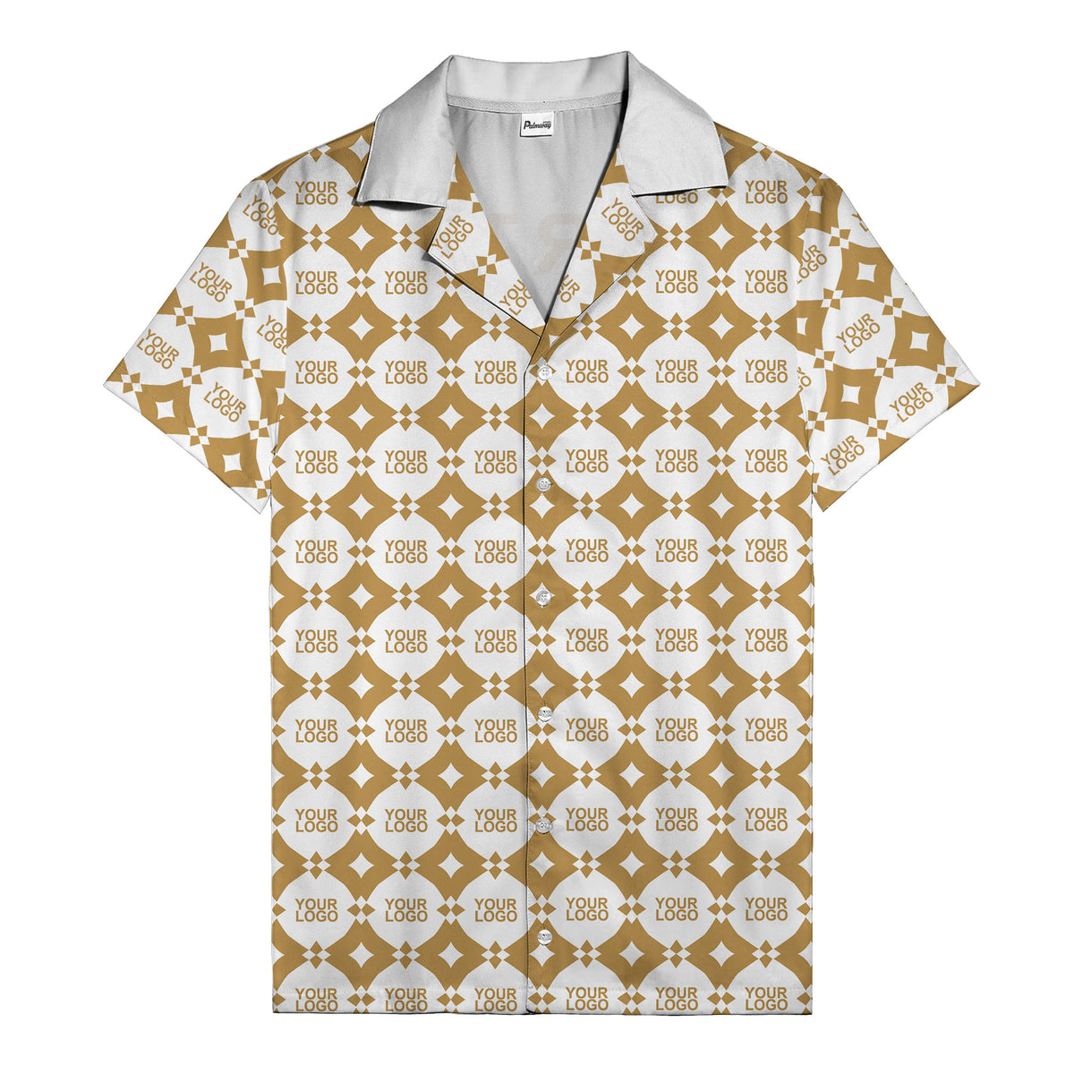 gold mon diamond lattice monogram hawaiian shirt for men