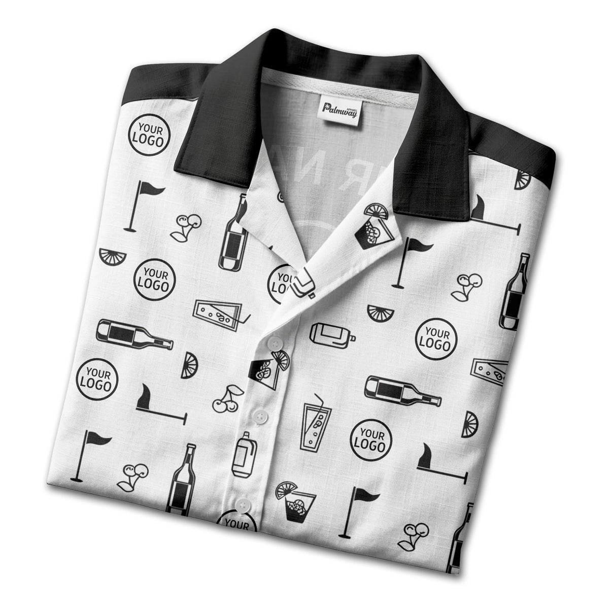 golf course cocktail party repeating illustrations hawaiian shirt for men