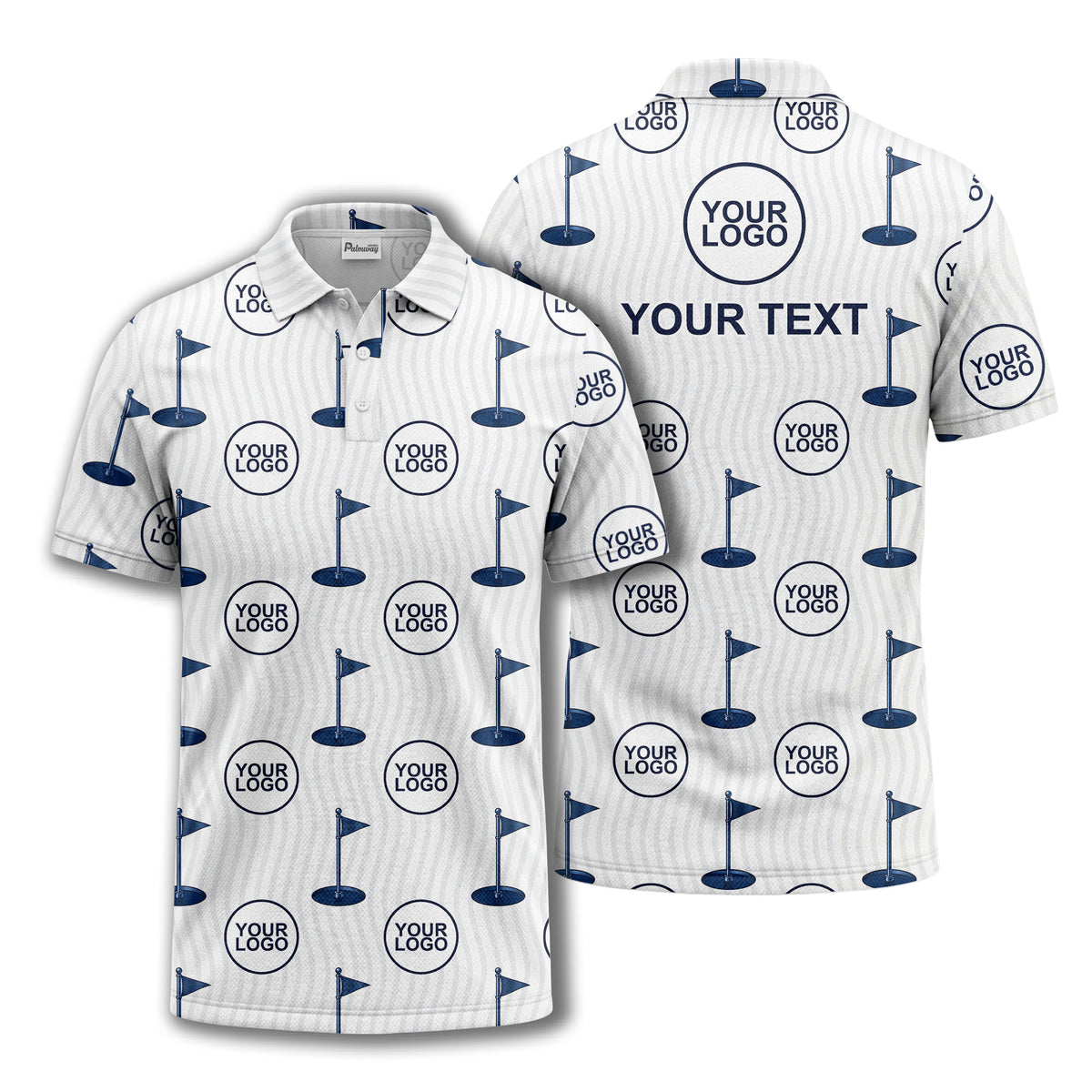 golf flag logo repeat pattern country club golf polo shirt