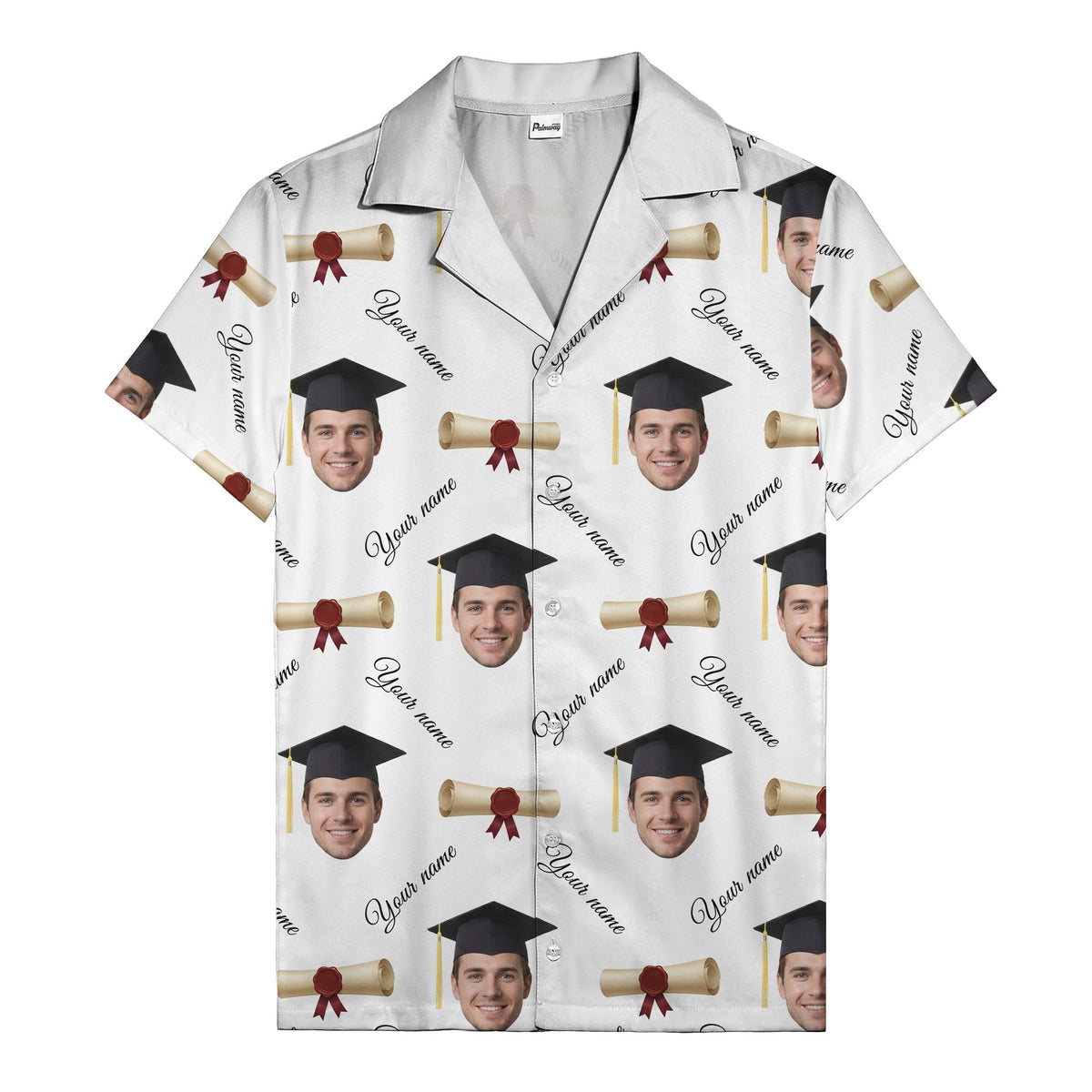 graduation caps diplomas & custom faces hawaiian shirt