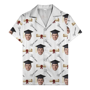 graduation caps diplomas & custom faces hawaiian shirt