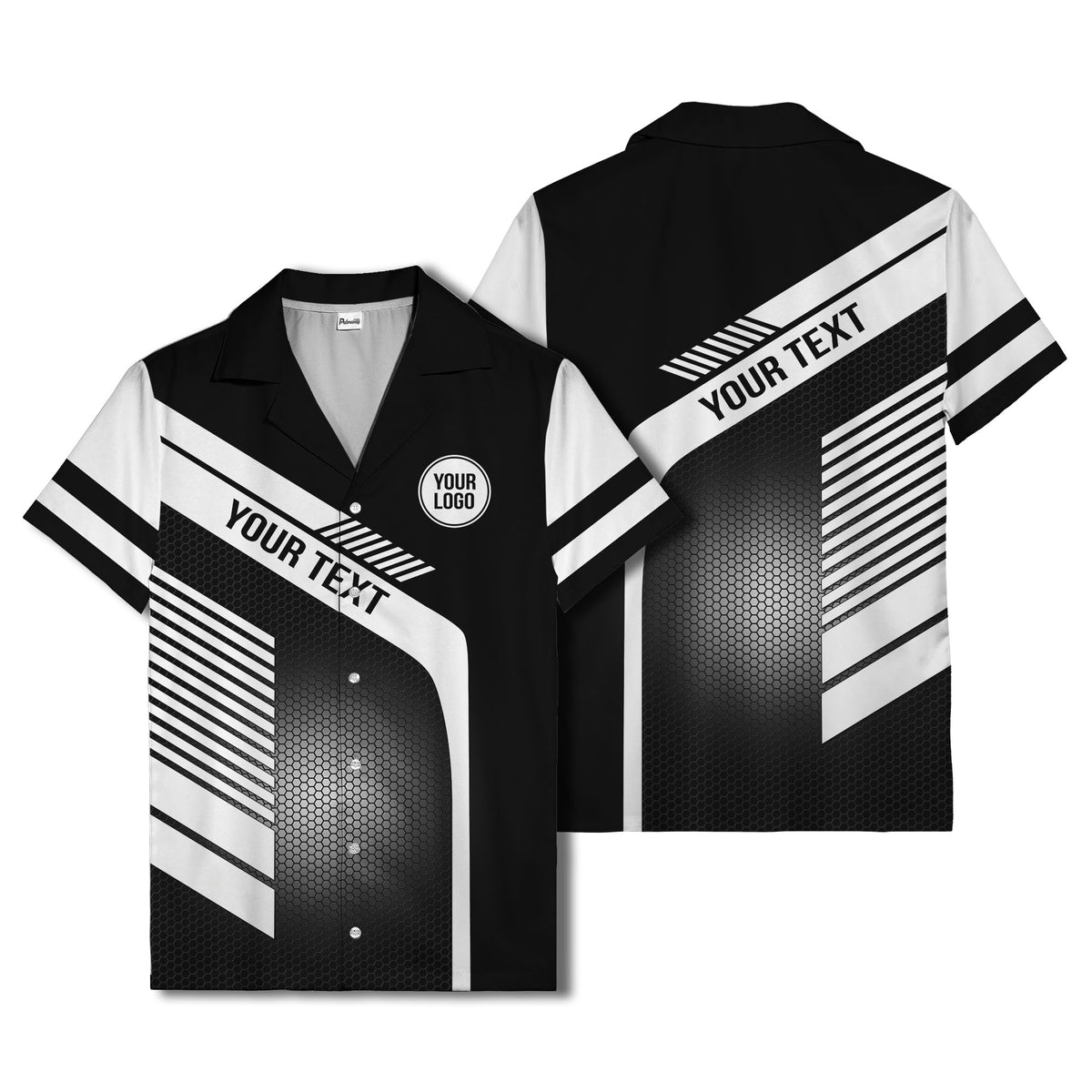 hexagon grid diagonal stripes modern geometric hawaiian shirt for men
