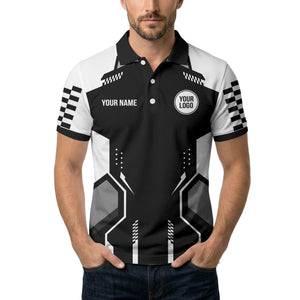 hexagonal checkerboard dots & lines modern geometric polo shirt