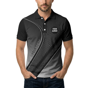 hexagonal gradient geometric print with customizable logo polo shirt