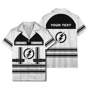 lightning bolt superhero uniform patch hawaiian shirt for men