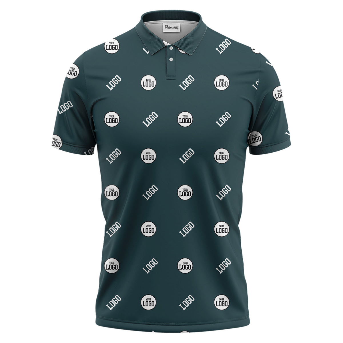 minimalist custom logo pattern polo shirt — clean repeating corporate design